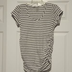 Motherhood Maternity grey striped tee, size M